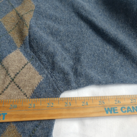 James Dalgliesh Vintage New Wool Argyle V Neck Sweater Made in England - Picture 4 of 5